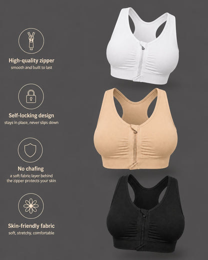 Velcy™ Front-Zip Mastectomy Comfort Bra